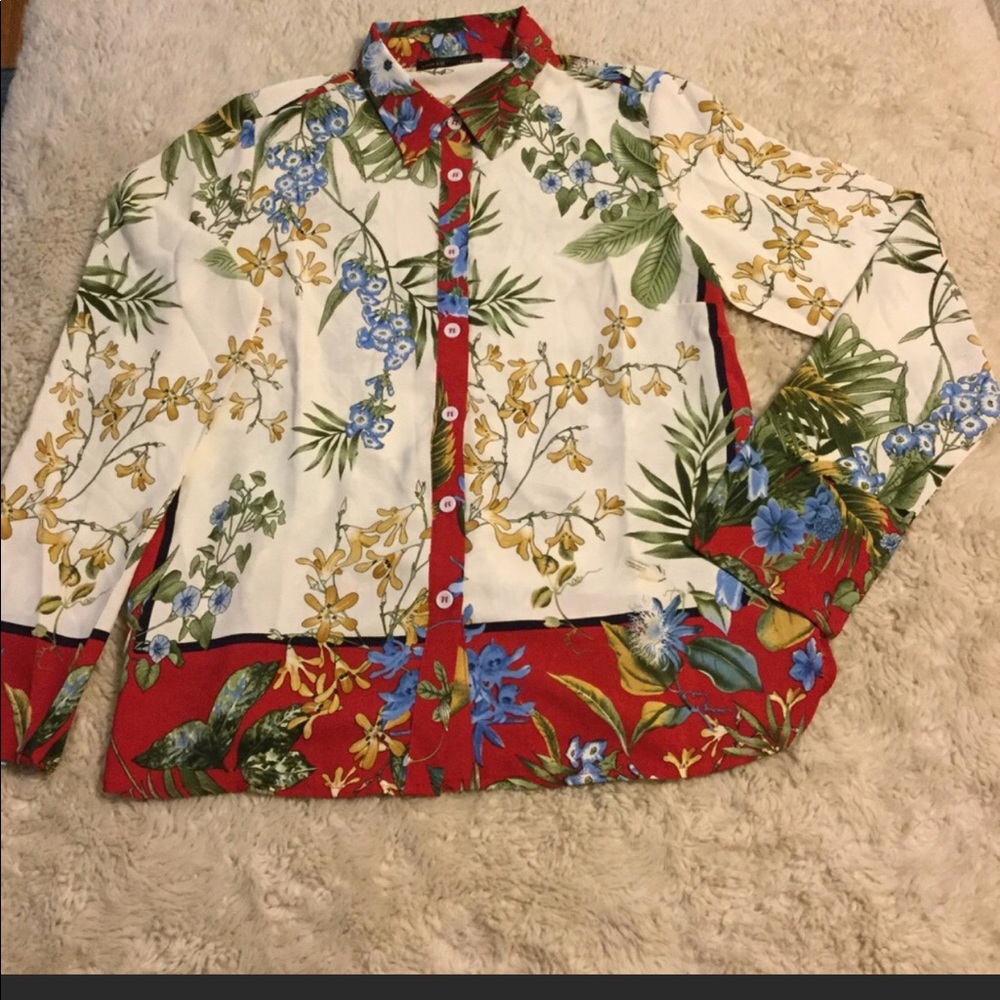 Boho silky floral blouse